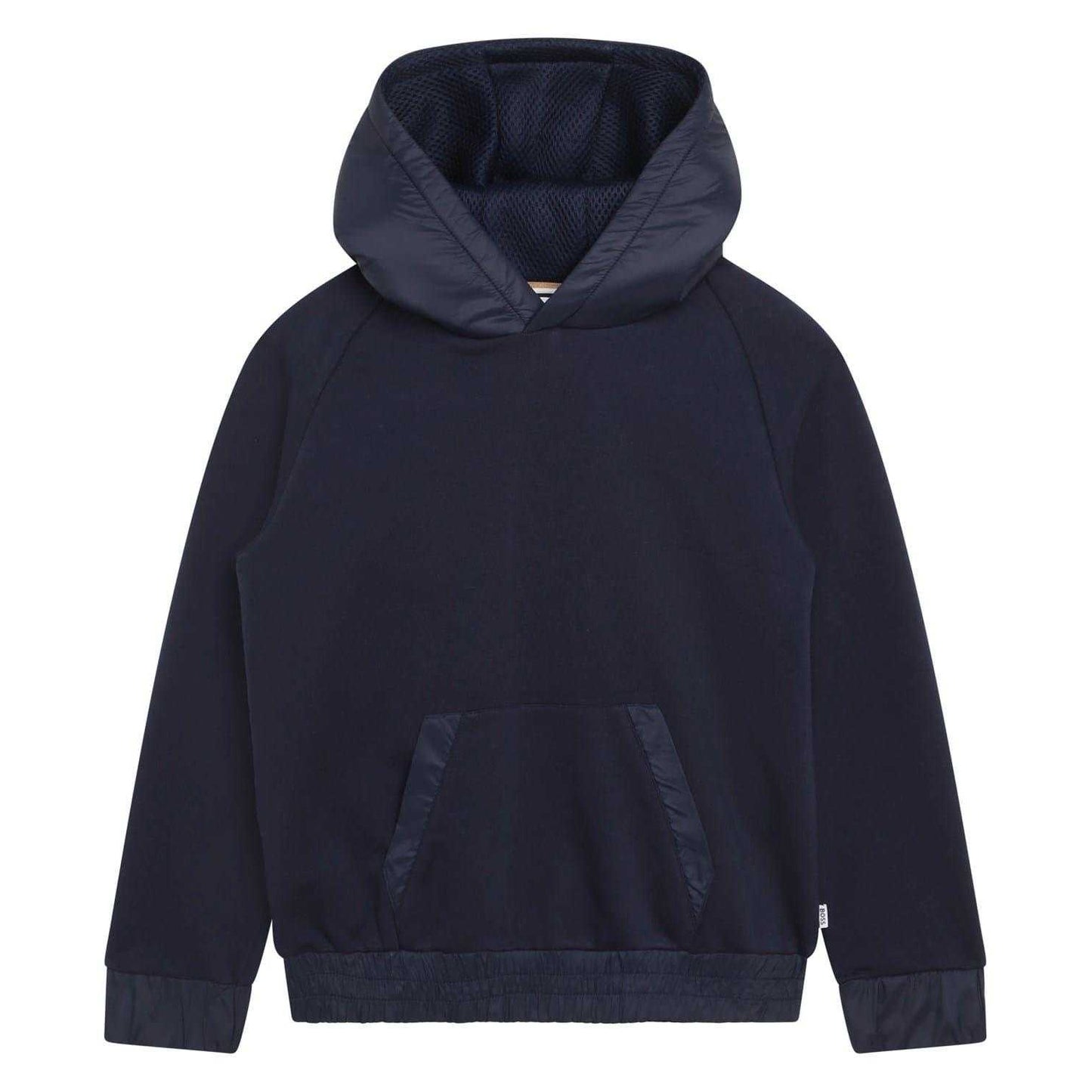 Navy - Front - Boss Childrens-Kids Regular Hoodie