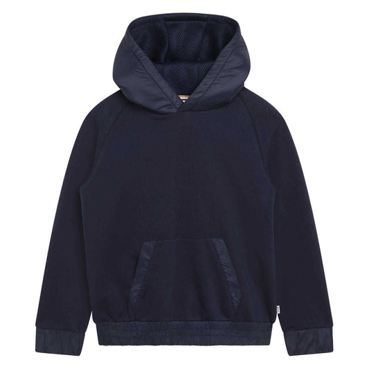 Navy - Front - Boss Childrens-Kids Regular Hoodie