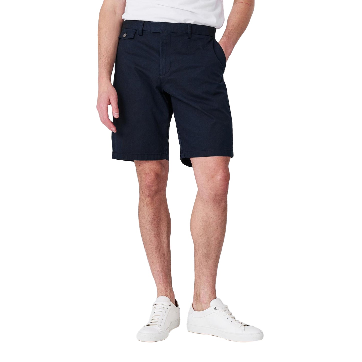 Navy - Side - Ted Baker Mens Alscot Cotton Blend Chino Shorts