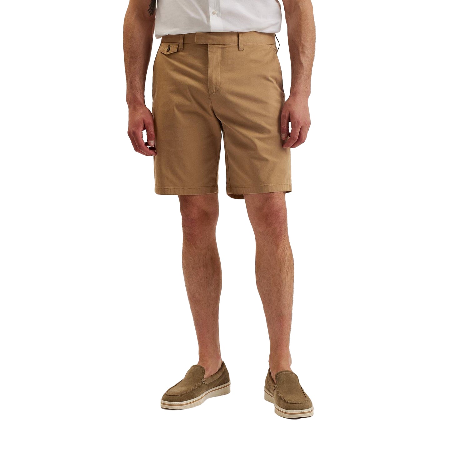 Tan - Side - Ted Baker Mens Alscot Cotton Blend Chino Shorts