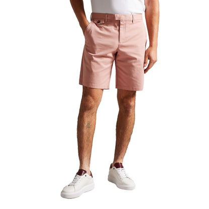 Mid Pink - Side - Ted Baker Mens Alscot Cotton Blend Chino Shorts