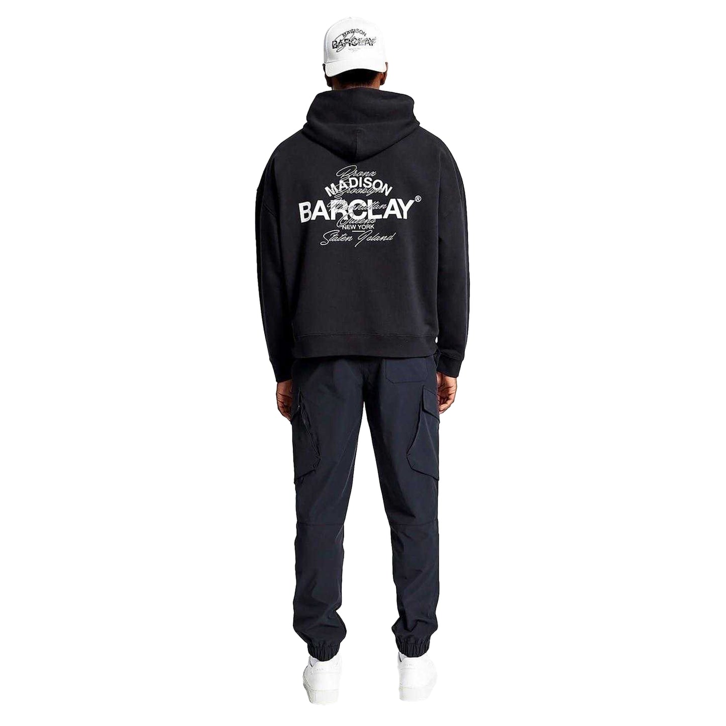 Black - Back - Madison Barclay Mens Relaxed Fit Hoodie