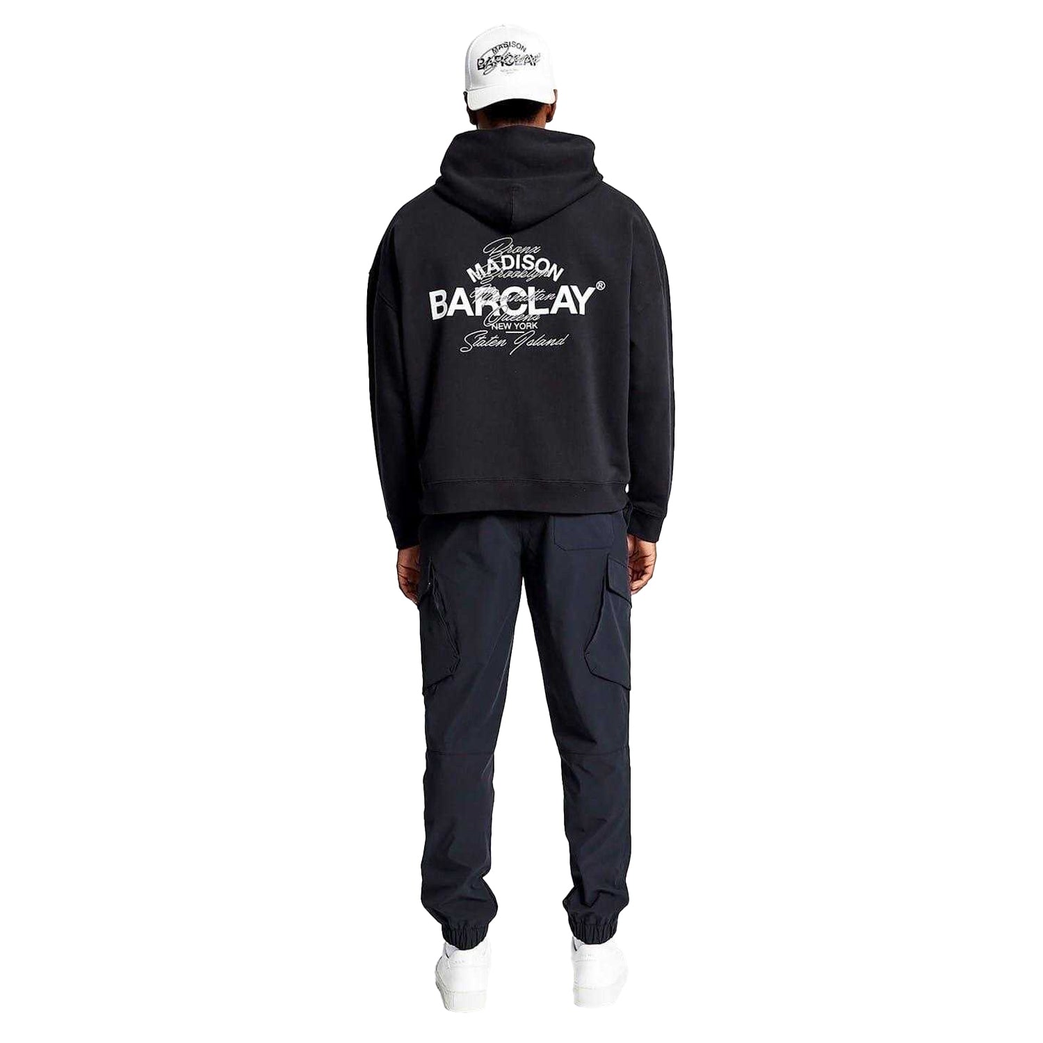 Black - Back - Madison Barclay Mens Relaxed Fit Hoodie