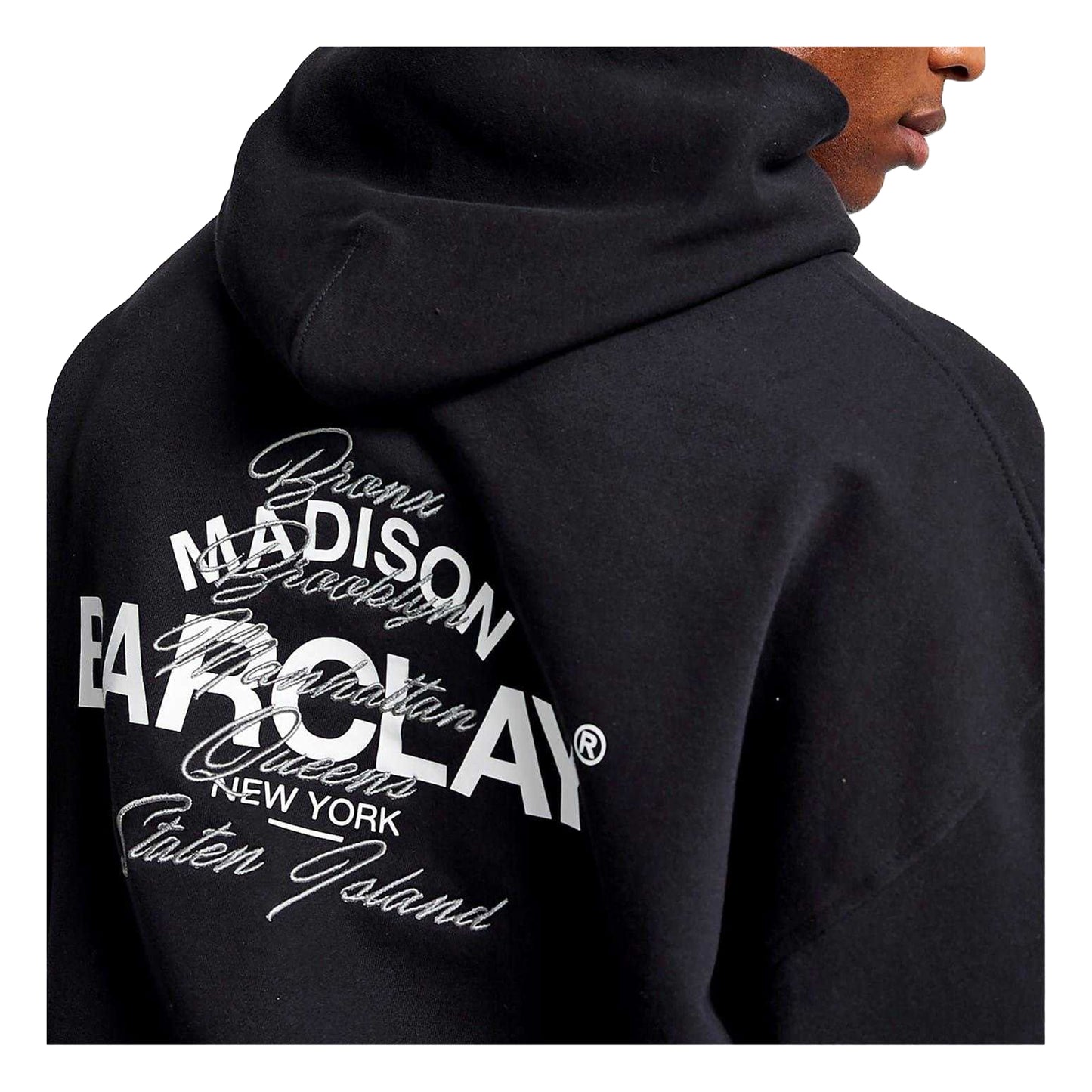 Black - Side - Madison Barclay Mens Relaxed Fit Hoodie