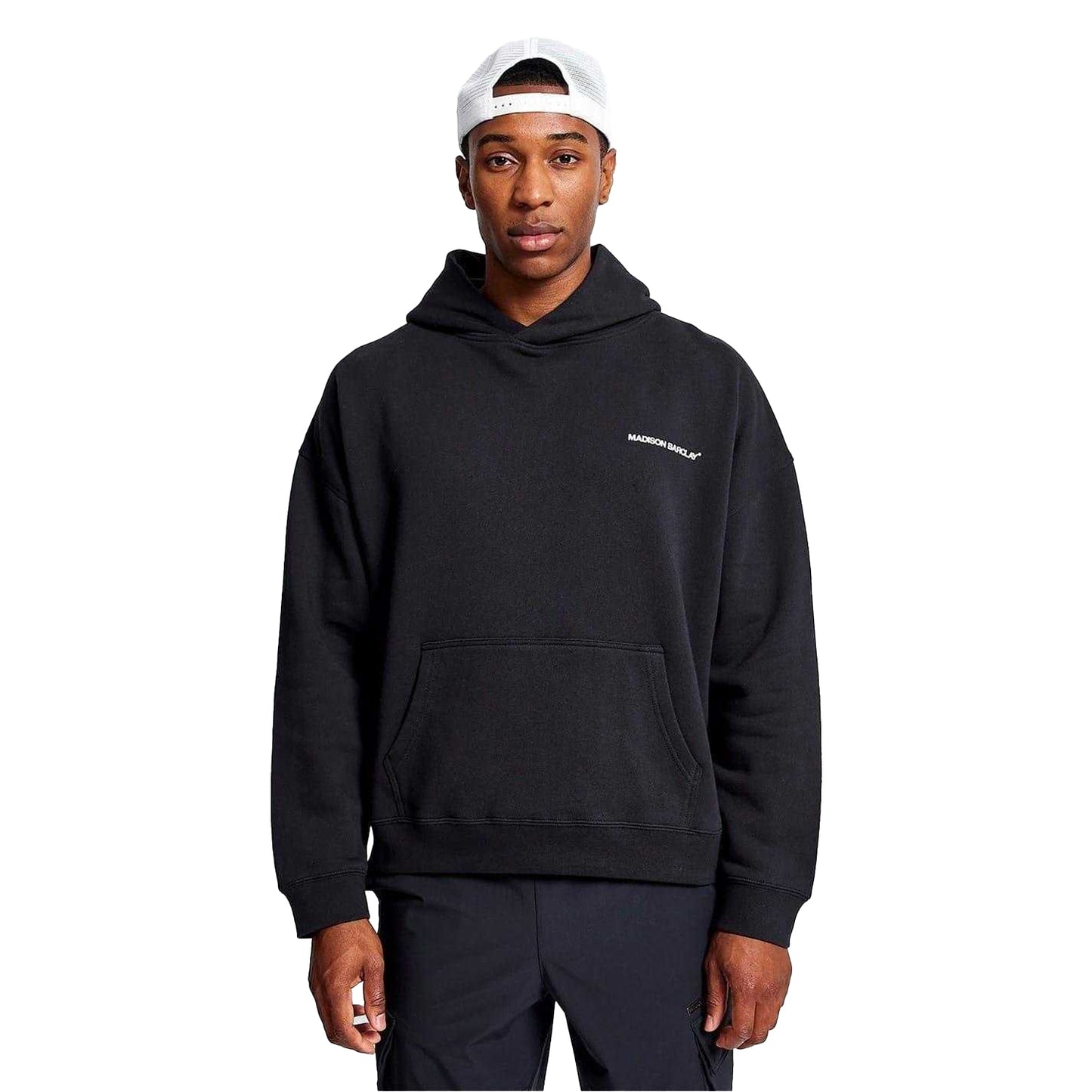 Black - Front - Madison Barclay Mens Relaxed Fit Hoodie