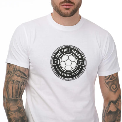 White - Side - One True Saxon Mens Baller Logo Cotton T-Shirt