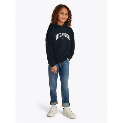 Navy - Side - Tommy Hilfiger Childrens-Kids Varsity Regular Hoodie
