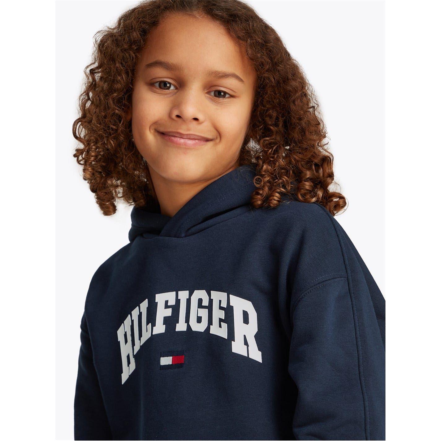 Navy - Pack Shot - Tommy Hilfiger Childrens-Kids Varsity Regular Hoodie