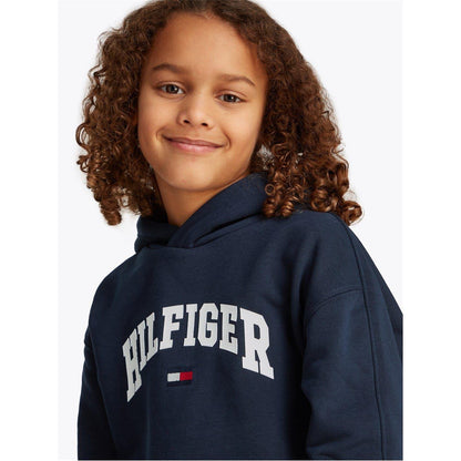 Navy - Pack Shot - Tommy Hilfiger Childrens-Kids Varsity Regular Hoodie