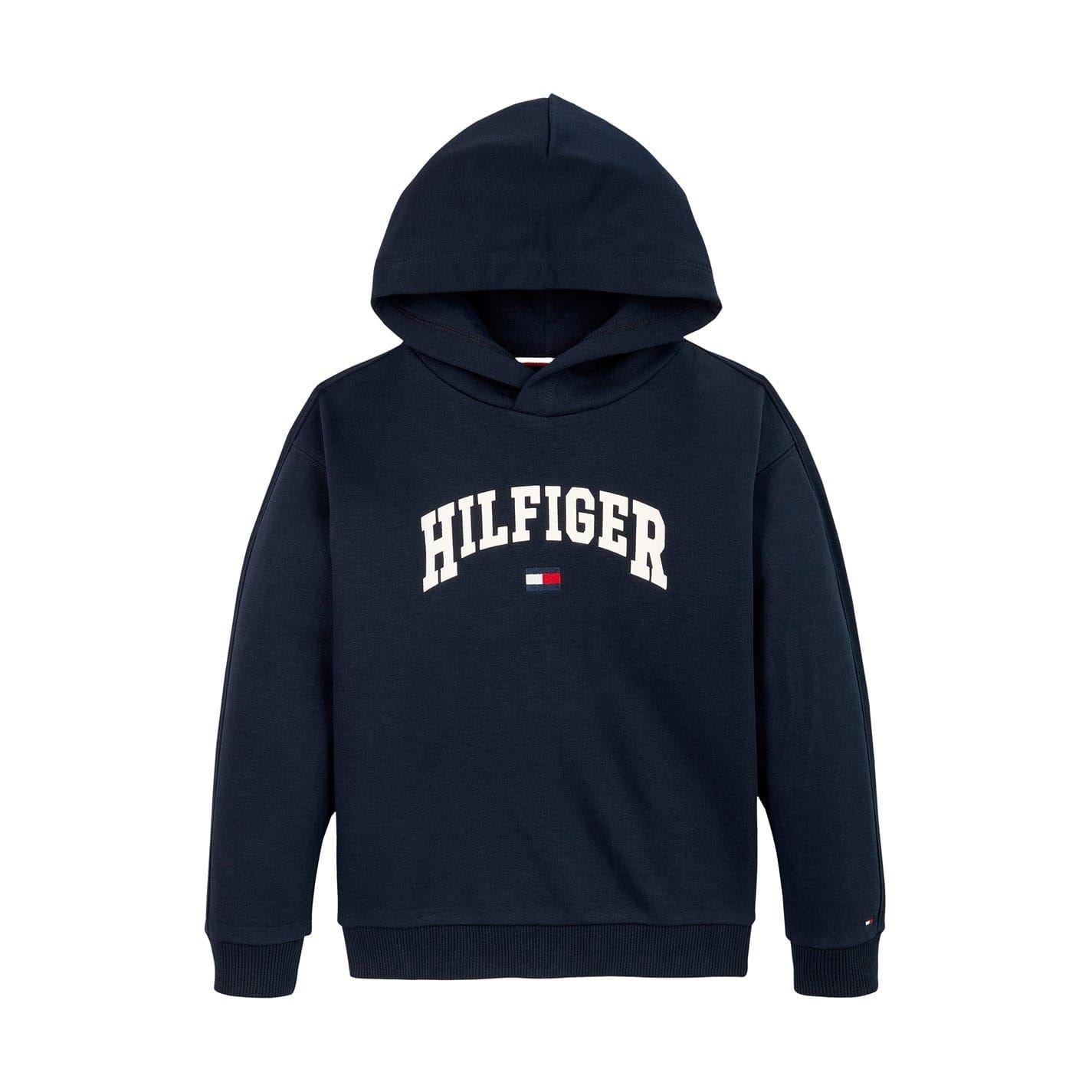 Navy - Front - Tommy Hilfiger Childrens-Kids Varsity Regular Hoodie