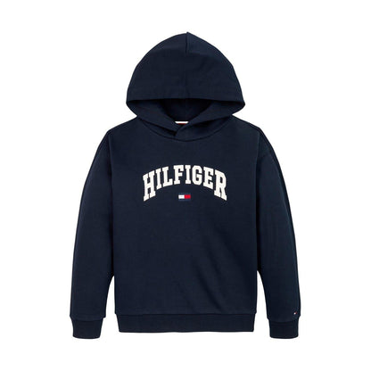 Navy - Front - Tommy Hilfiger Childrens-Kids Varsity Regular Hoodie