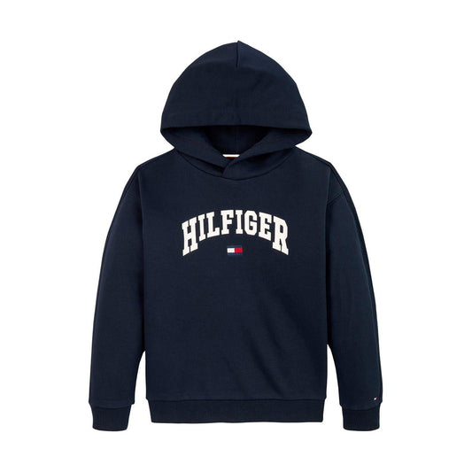 Navy - Front - Tommy Hilfiger Childrens-Kids Varsity Regular Hoodie