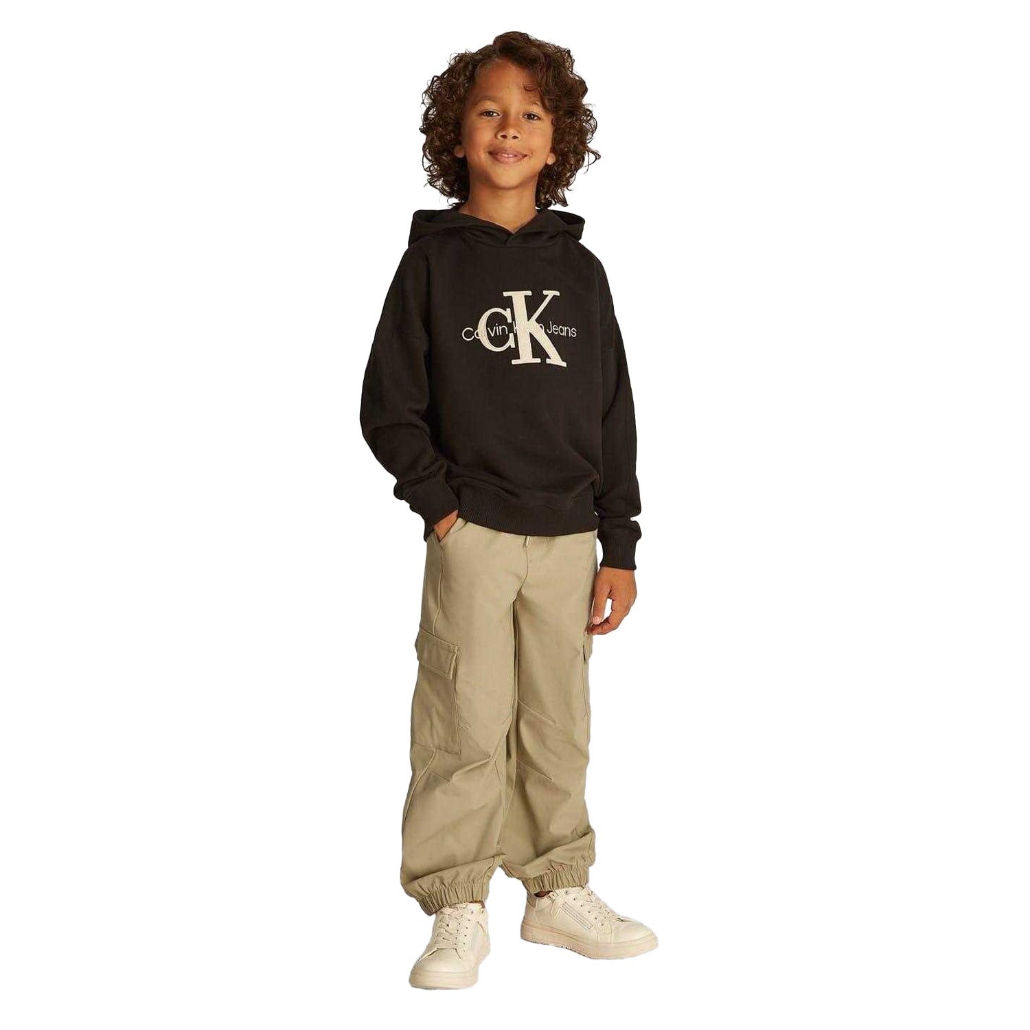 Black - Lifestyle - Calvin Klein Childrens-Kids Hooded Regular Hoodie