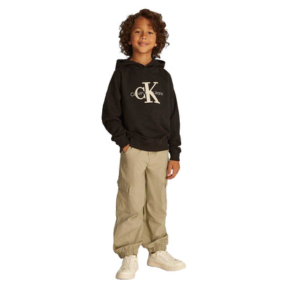 Black - Lifestyle - Calvin Klein Childrens-Kids Hooded Regular Hoodie