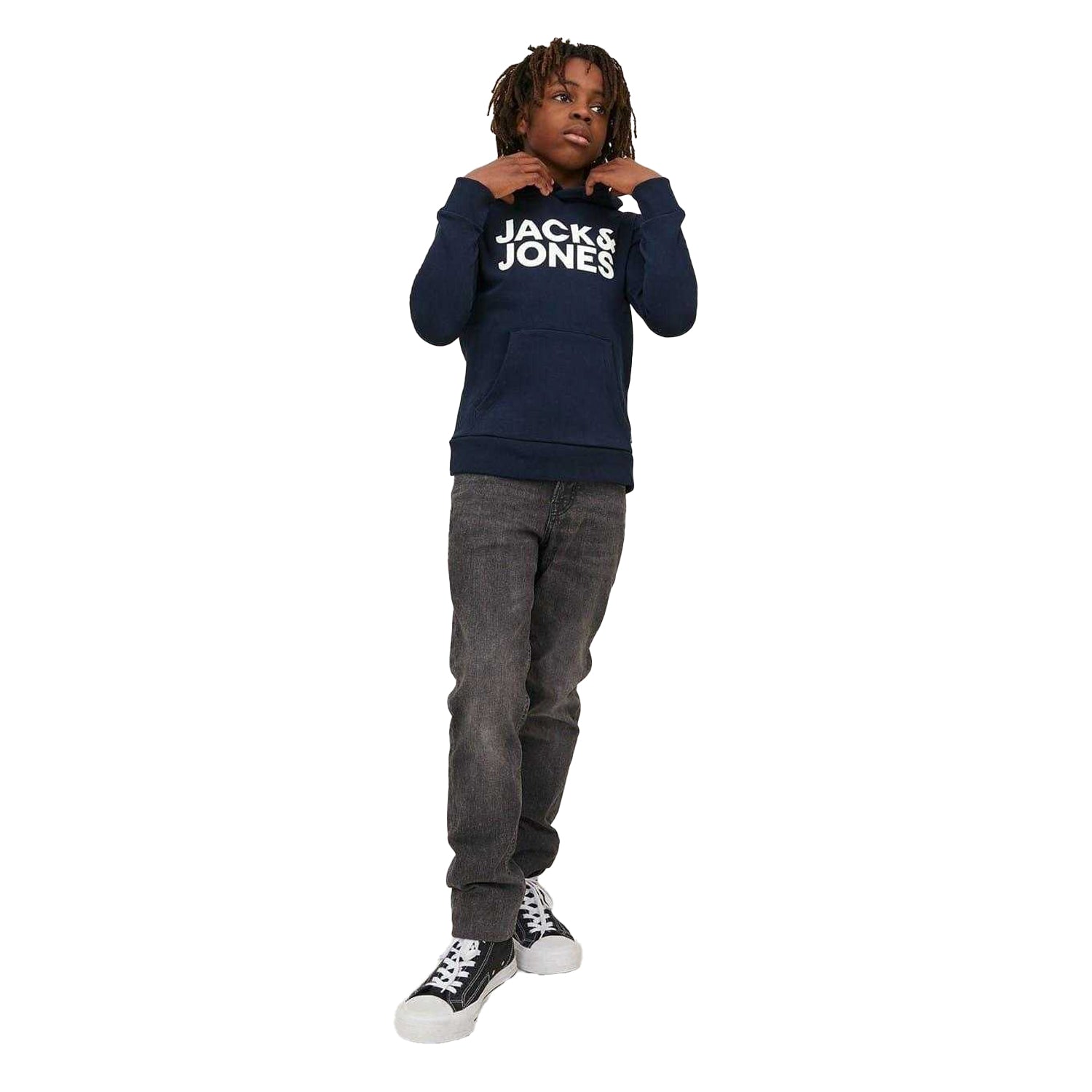 Navy Blazer - Pack Shot - Jack And Jones Boys Bradley Drawstring Hoodie