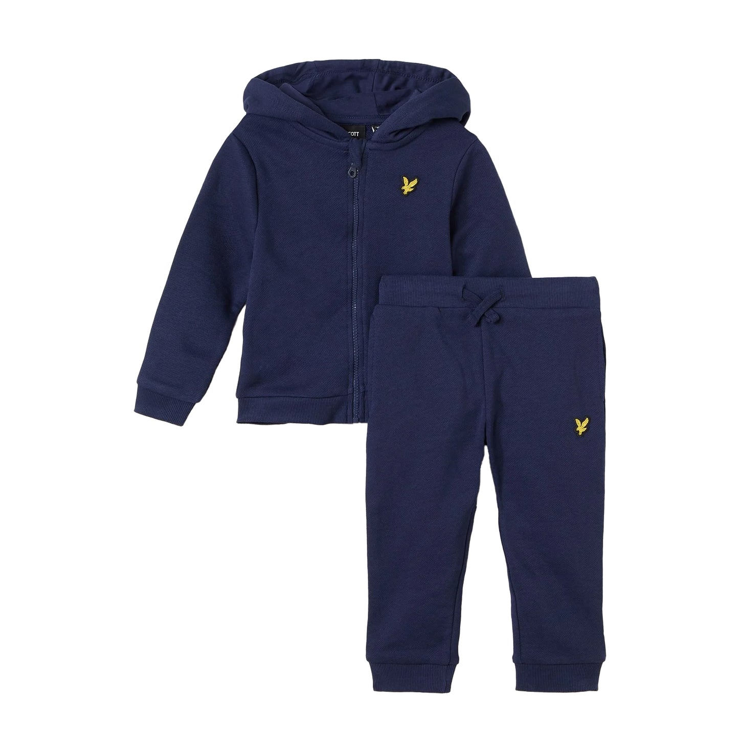 Navy - Front - Lyle & Scott Baby Boys Cotton Blend Hoodie And Joggers Set
