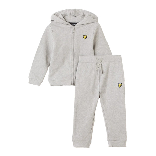 Grey Marl - Front - Lyle & Scott Baby Boys Cotton Blend Hoodie And Joggers Set