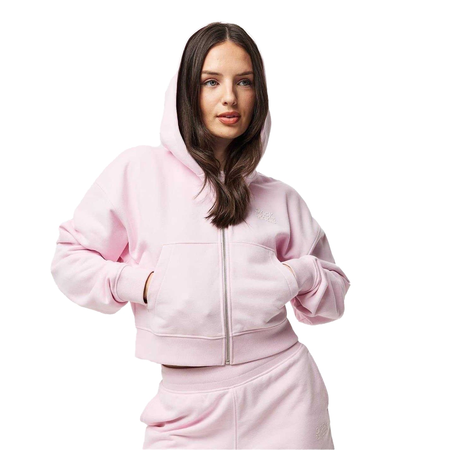 Pink - Side - Jack Wills Womens-Ladies Relaxed Fit Casual Full Zip Hoodie