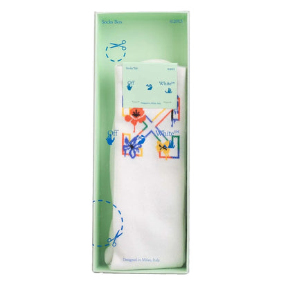 Sand - Side - Off White Unisex Adult Floral Arrow Long Socks