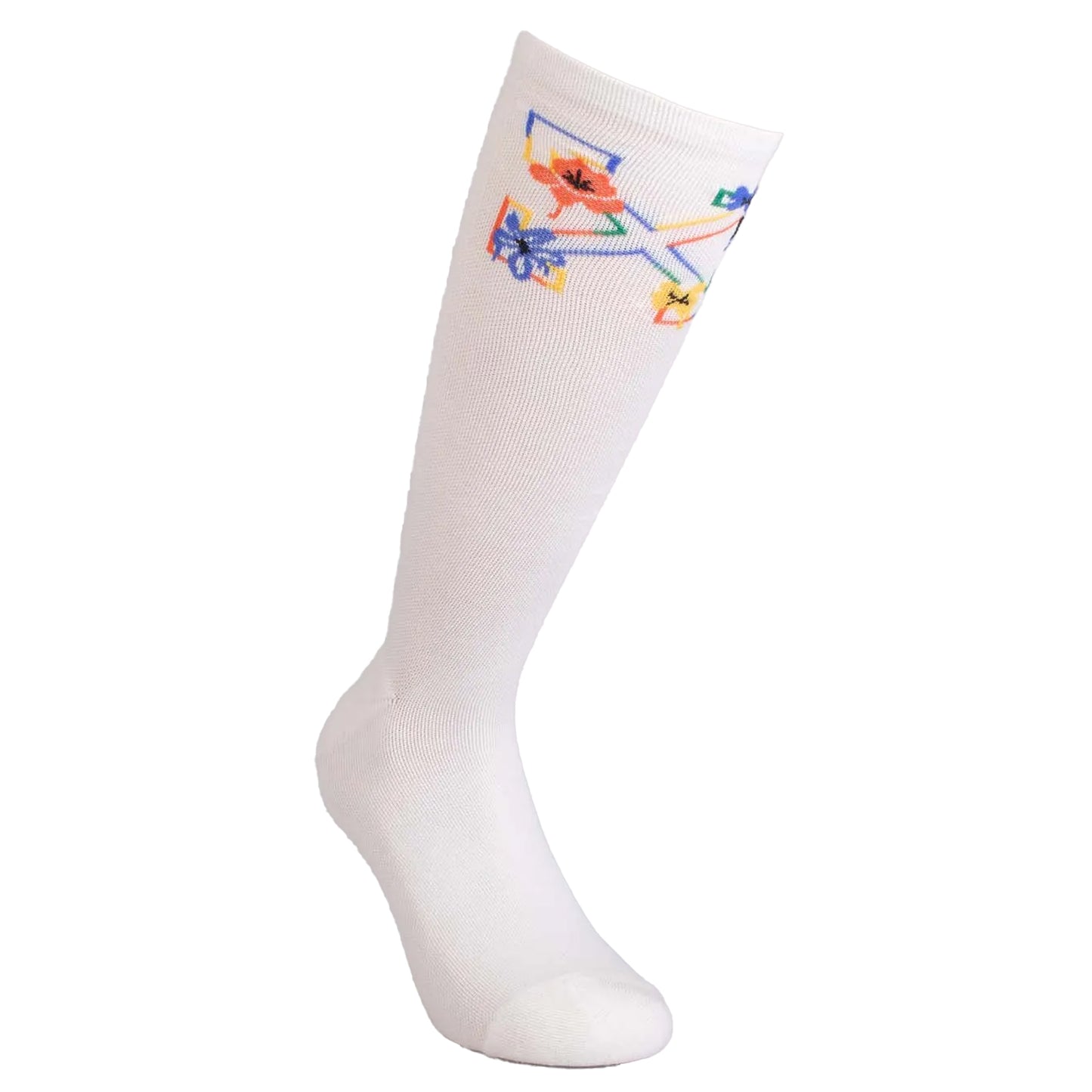 Sand - Front - Off White Unisex Adult Floral Arrow Long Socks