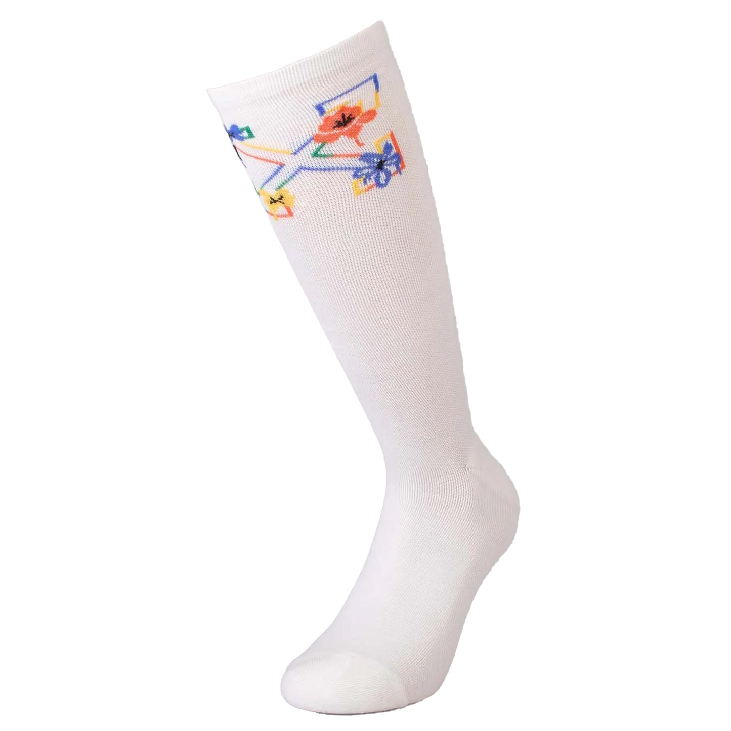 Sand - Back - Off White Unisex Adult Floral Arrow Long Socks