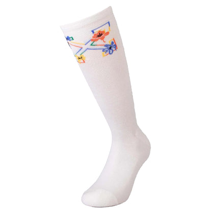 Sand - Back - Off White Unisex Adult Floral Arrow Long Socks