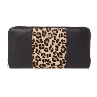 Black-Brown - Front - Biba Leopard Print Leather Zipped Purse