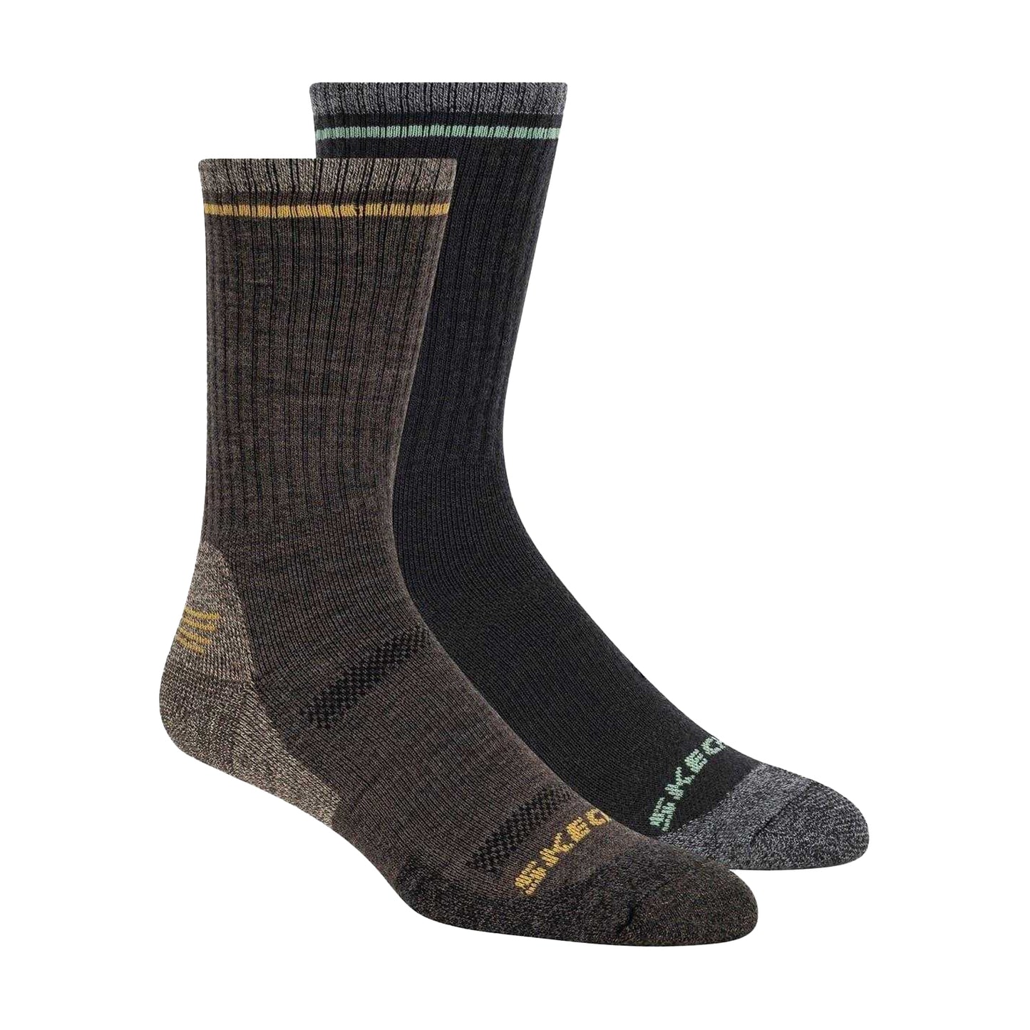 Medium Brown - Front - Skechers Mens Logo Crew Socks (Pack of 2)