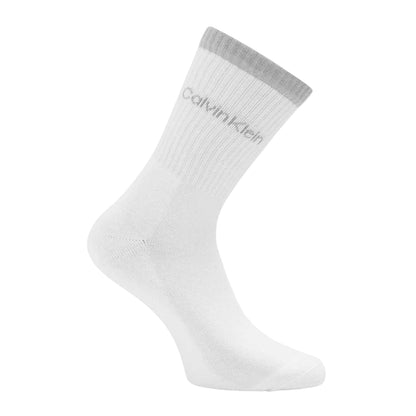 White - Back - Calvin Klein Womens-Ladies Logo Crew Socks (Pack of 3)