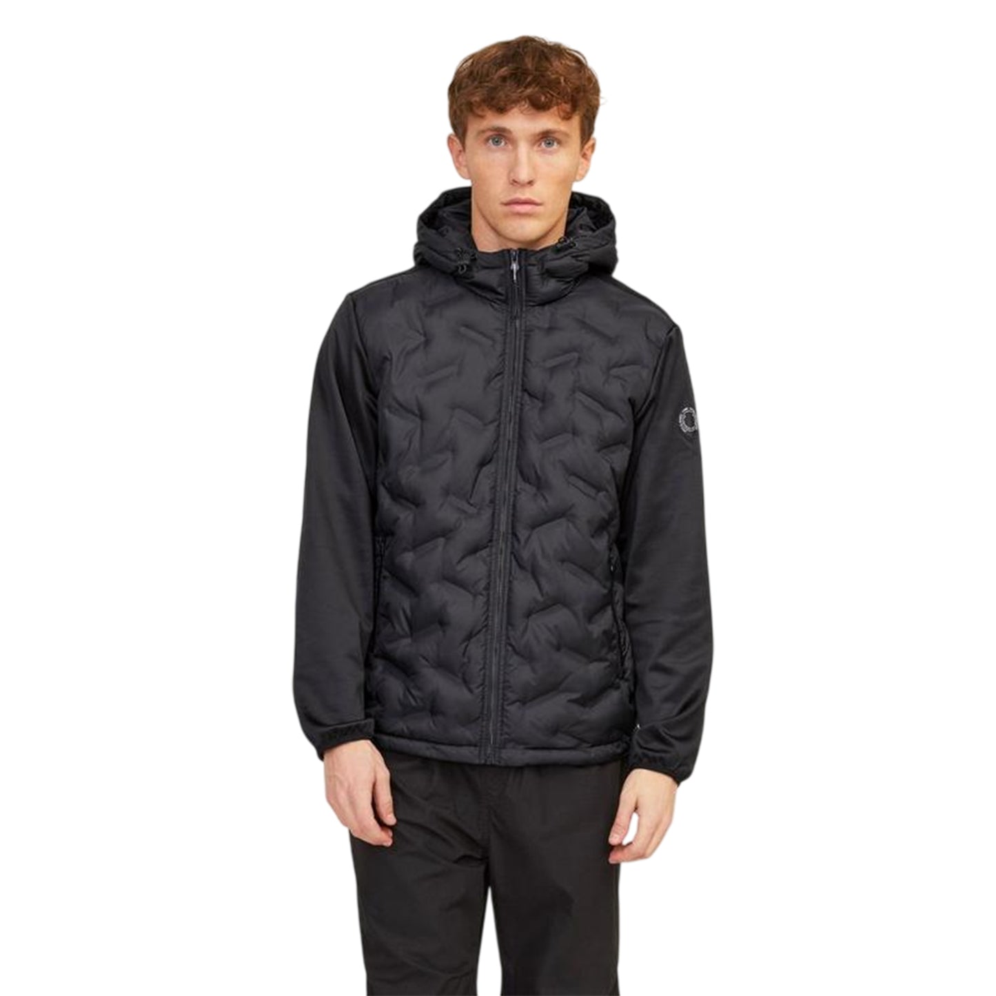 Black - Side - Jack And Jones Mens Hooded Hybrid Jacket