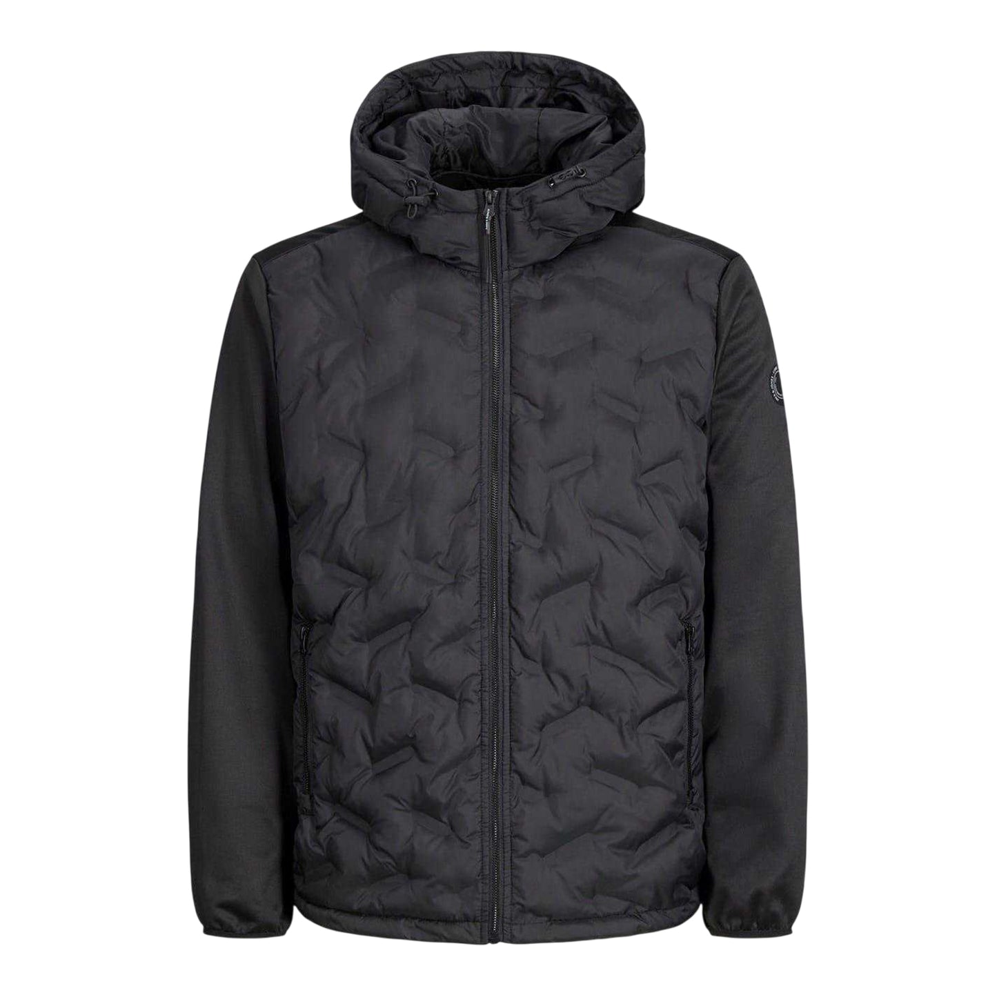 Black - Front - Jack And Jones Mens Hooded Hybrid Jacket