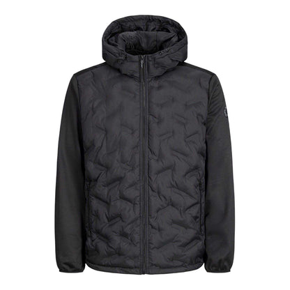 Black - Front - Jack And Jones Mens Hooded Hybrid Jacket