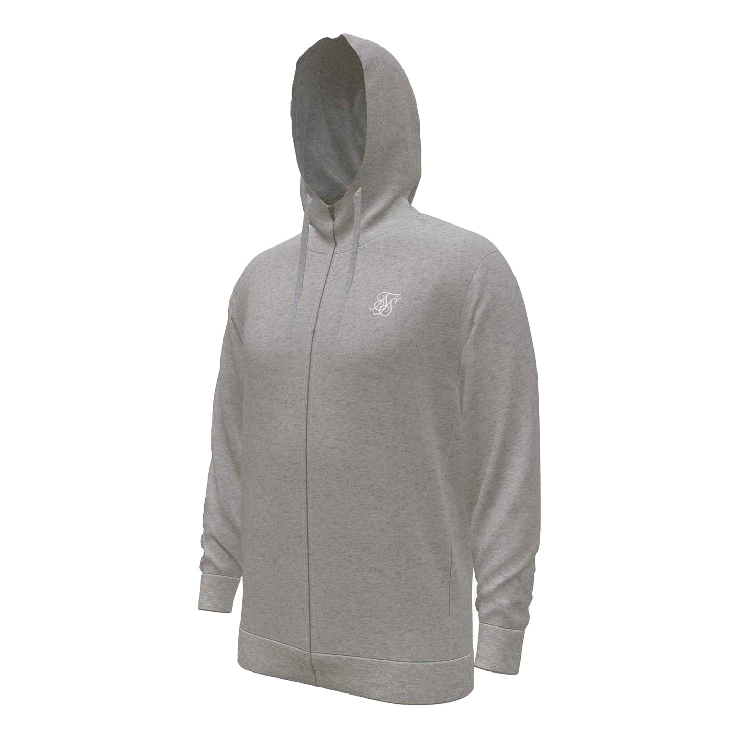 Grey Marl - Side - SikSilk Mens Regular Full Zip Hoodie