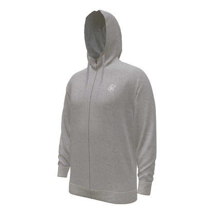 Grey Marl - Side - SikSilk Mens Regular Full Zip Hoodie
