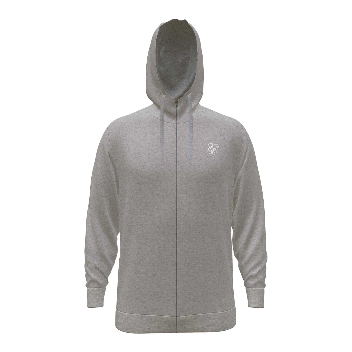 Grey Marl - Front - SikSilk Mens Regular Full Zip Hoodie
