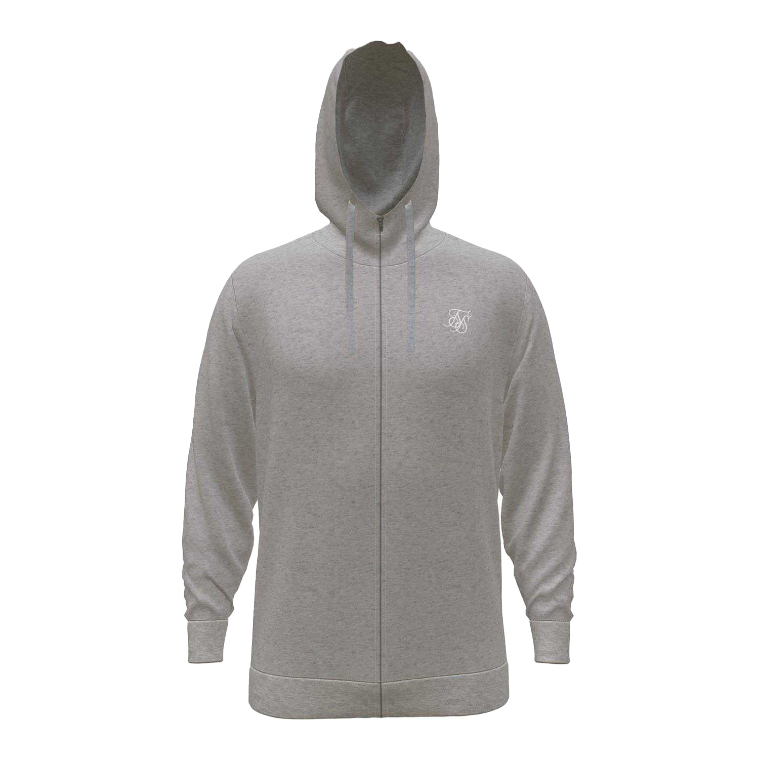 Grey Marl - Front - SikSilk Mens Regular Full Zip Hoodie