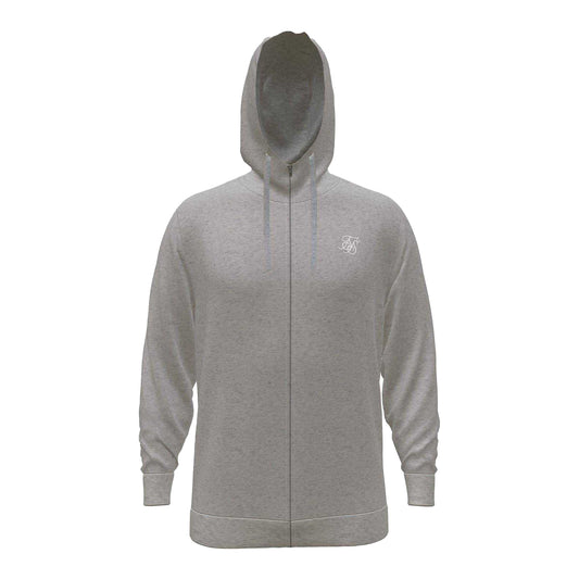 Grey Marl - Front - SikSilk Mens Regular Full Zip Hoodie