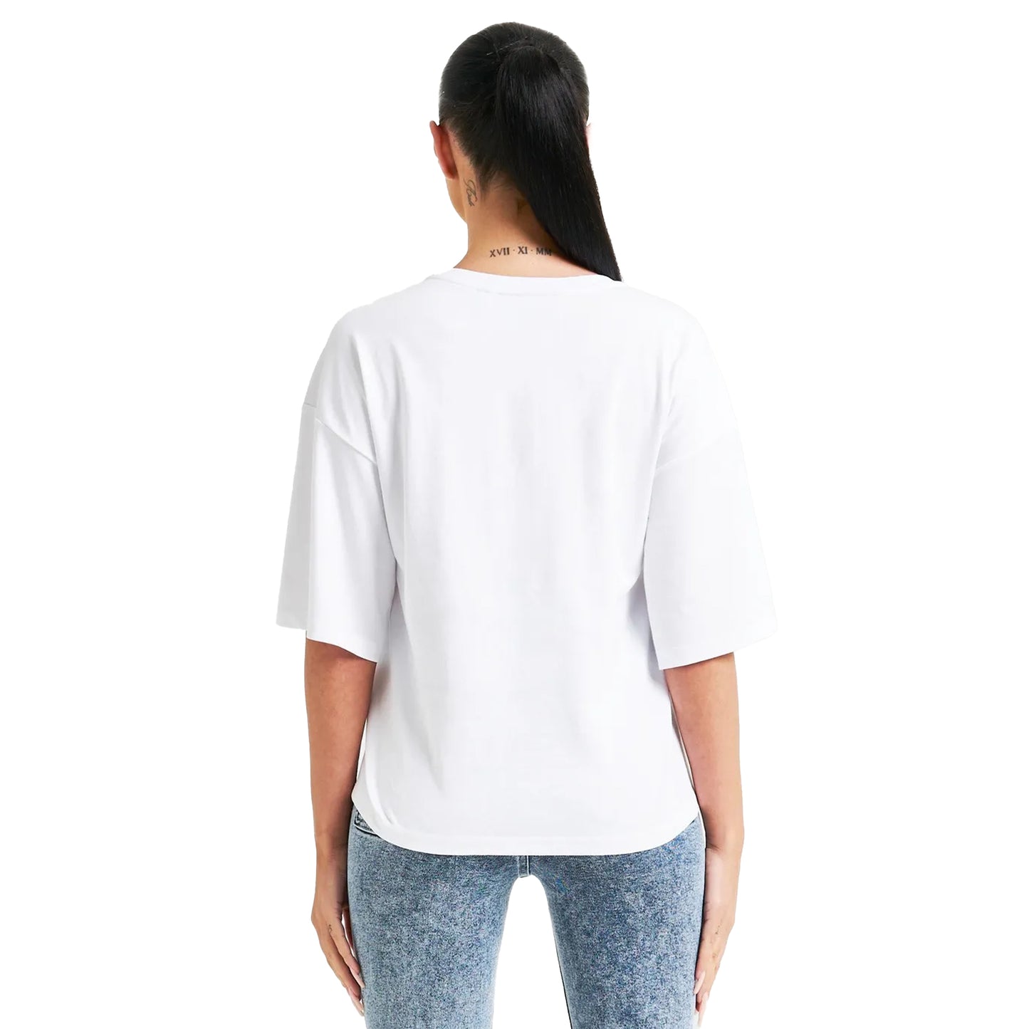 White - Back - SikSilk Womens-Ladies Sparkle Boxy Crop T-Shirt