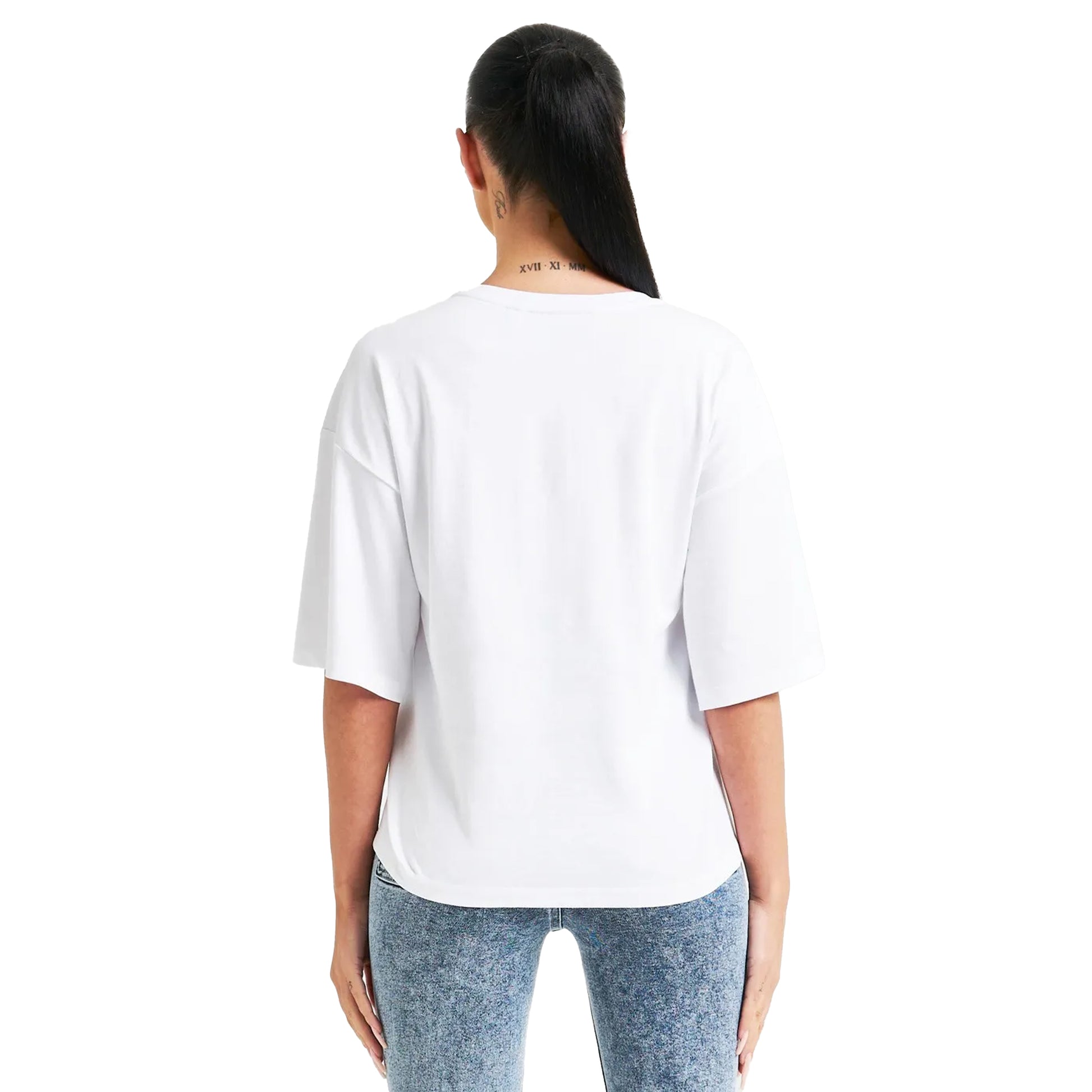 White - Back - SikSilk Womens-Ladies Sparkle Boxy Crop T-Shirt