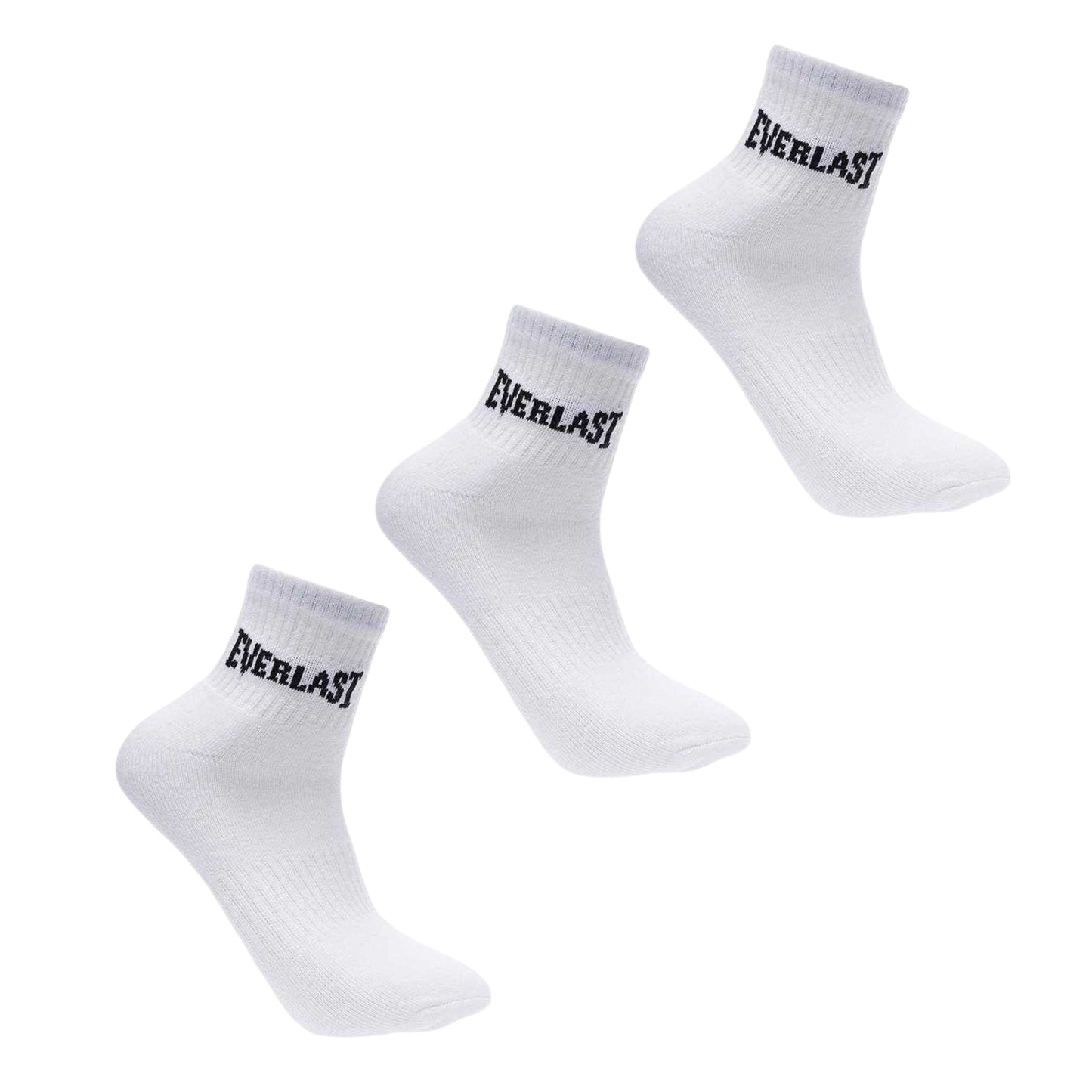 White - Front - Everlast Womens-Ladies Quarter Socks (Pack of 3)