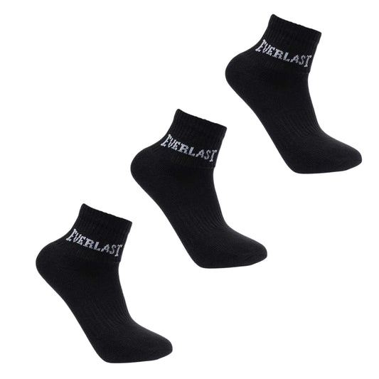 Black - Front - Everlast Womens-Ladies Quarter Socks (Pack of 3)