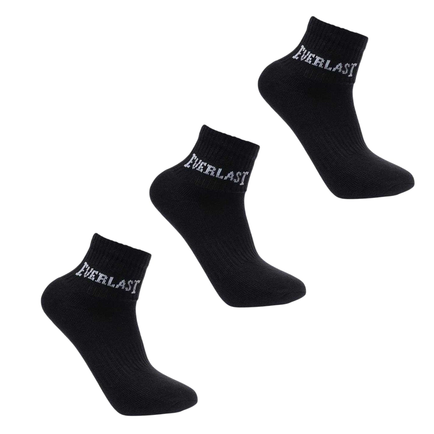 Black - Front - Everlast Womens-Ladies Quarter Socks (Pack of 3)