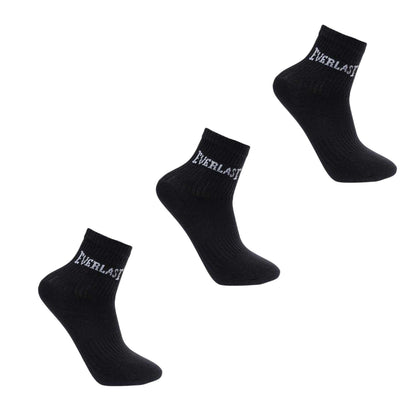 Black - Front - Everlast Childrens-Kids Logo Crew Socks (Pack of 3)