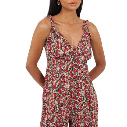 Black - Side - Brave Soul Womens-Ladies Floral Pattern Sleeveless Jumpsuit