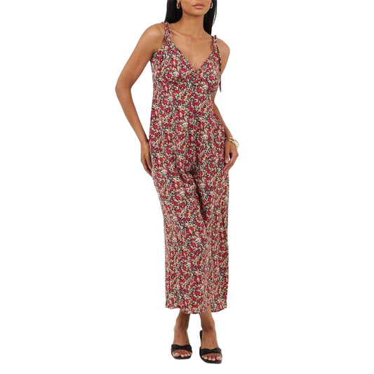 Black - Front - Brave Soul Womens-Ladies Floral Pattern Sleeveless Jumpsuit