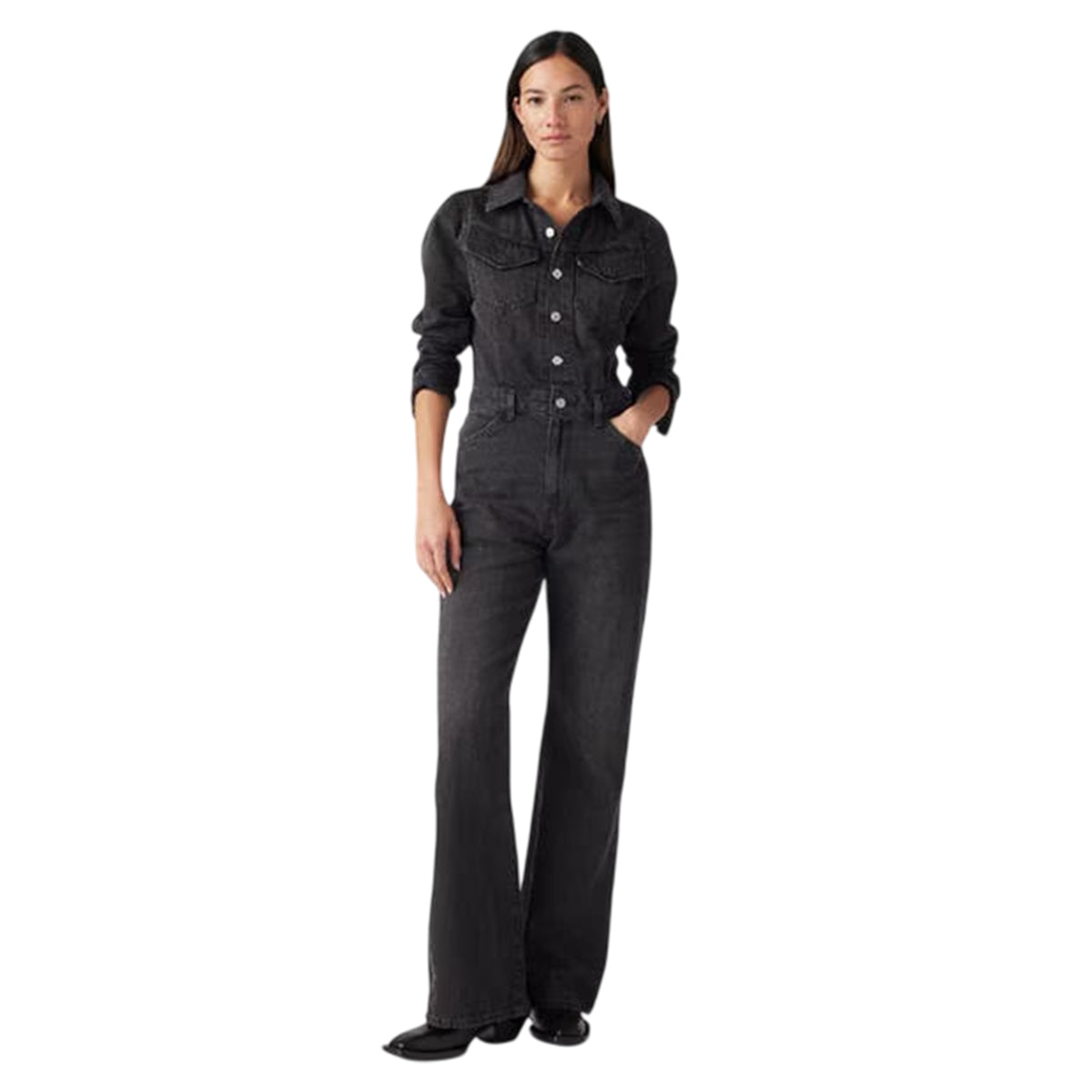 Black - Side - Levis Womens-Ladies Denim Jumpsuit