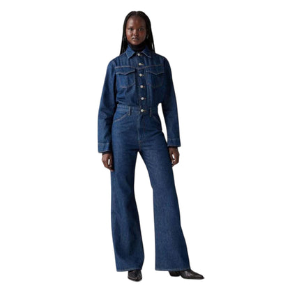Blue - Side - Levis Womens-Ladies Denim Jumpsuit