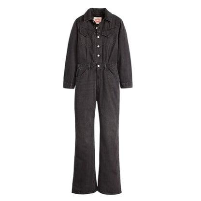 Black - Front - Levis Womens-Ladies Denim Jumpsuit