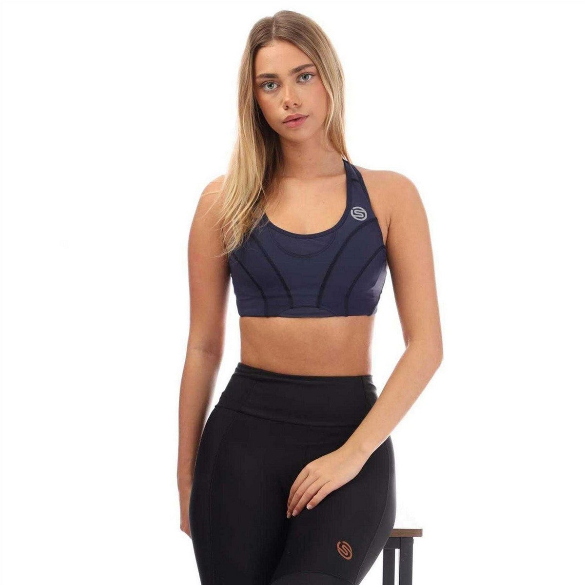 Navy - Lifestyle - Skins Womens-Ladies Series-3 Sports Bra