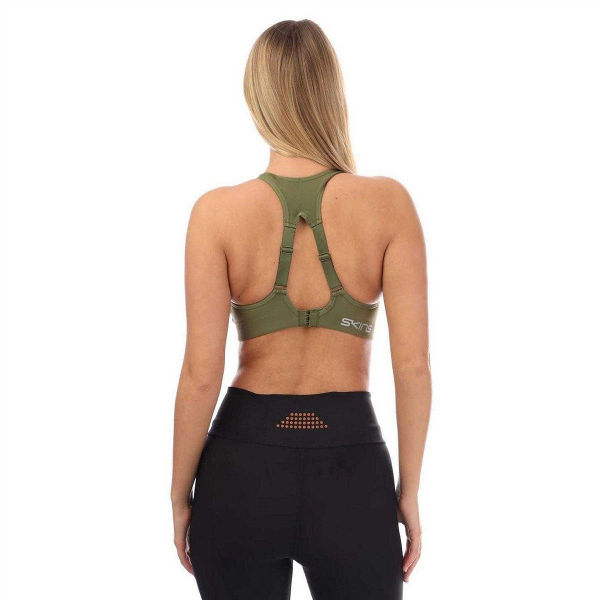 Khaki Green - Back - Skins Womens-Ladies Series-3 Sports Bra
